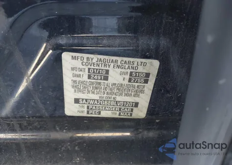 2011 Jaguar Xj Xjl z USA, uszkodzony, nr VIN SAJWA2GB8BLV01201